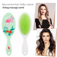 4 color hair brush women flamingo series print airbag massage anti knot comb high quality curly hair products hair straightener