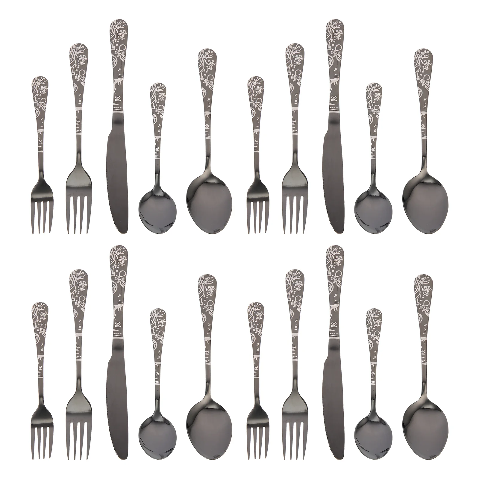 

Set Silverware Fork Stainless Steel Spoon Flatware Cutlery Dinner Utensils Metal Tableware Modern Utensil Eating Setsicesteak