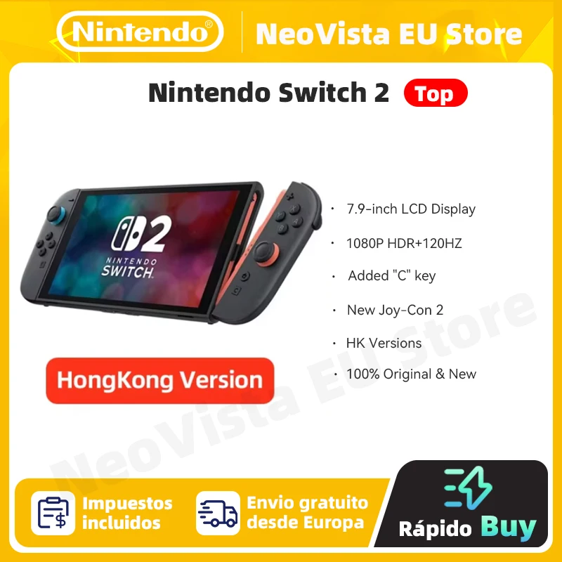 Nintendo Switch 2 con consola de juegos portatil Mario Kart World / Pokemon LCD de 7,9 pulgadas 1080P diseno magnetico NS2 Nintendo Switch