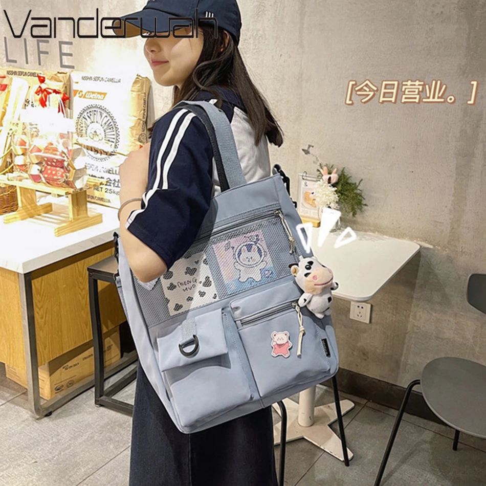 

New Large Capacity Cute Girl Shoulder Bag Korean Fashionable Students Inclined Messenger Sac Nylon Waterproof Handbag Tide Totes