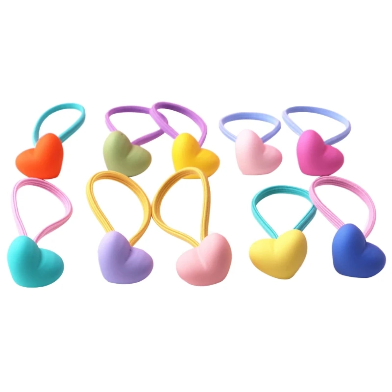 

N80C Candy Color Hair Bands for Girls Frosted Pendant Hair Ropes Cute Hair Ties Rubber Bands Children Girl Hair Accessories