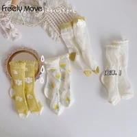 freely move kids socks summer cotton girls cute flowers pattern for children baby princess mesh socks