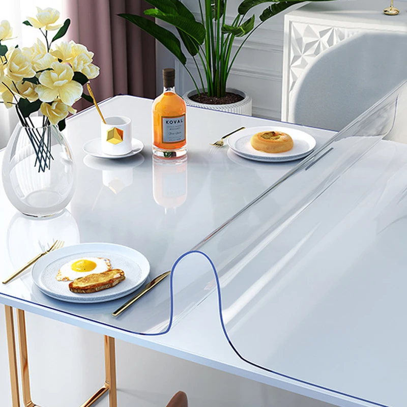 

Soft glass tablecloth Transparent PVC table mat Waterproof and oil proof Kitchen table cover Zhuo cover Soft silicone washable