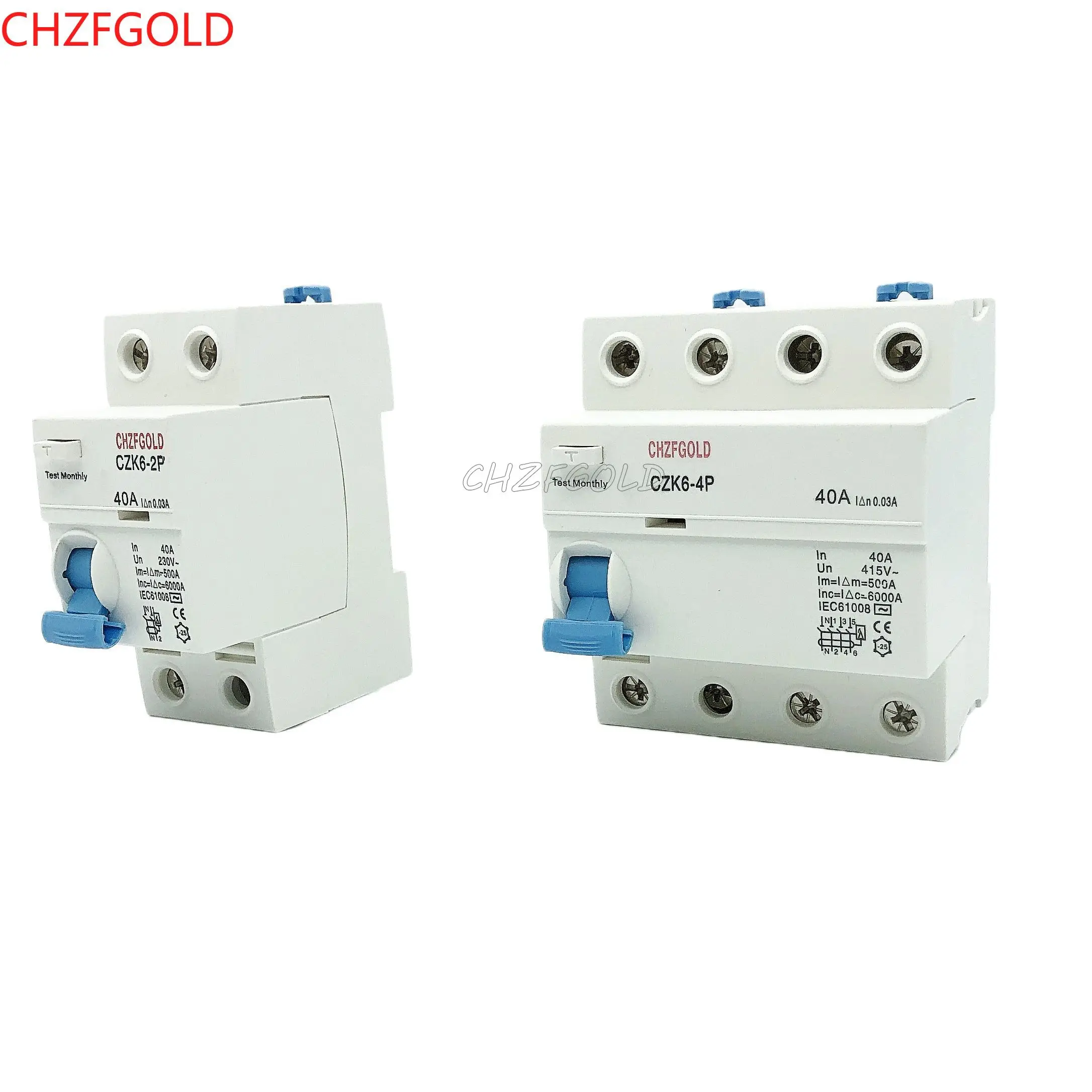 

CHZFGOLD4P Residual Current Operated Circuit Breaker Leakage Protective DPN ELCB DZ47LE RCBO RCCB 10KA MCB RCD 16A 20A 25A 32A