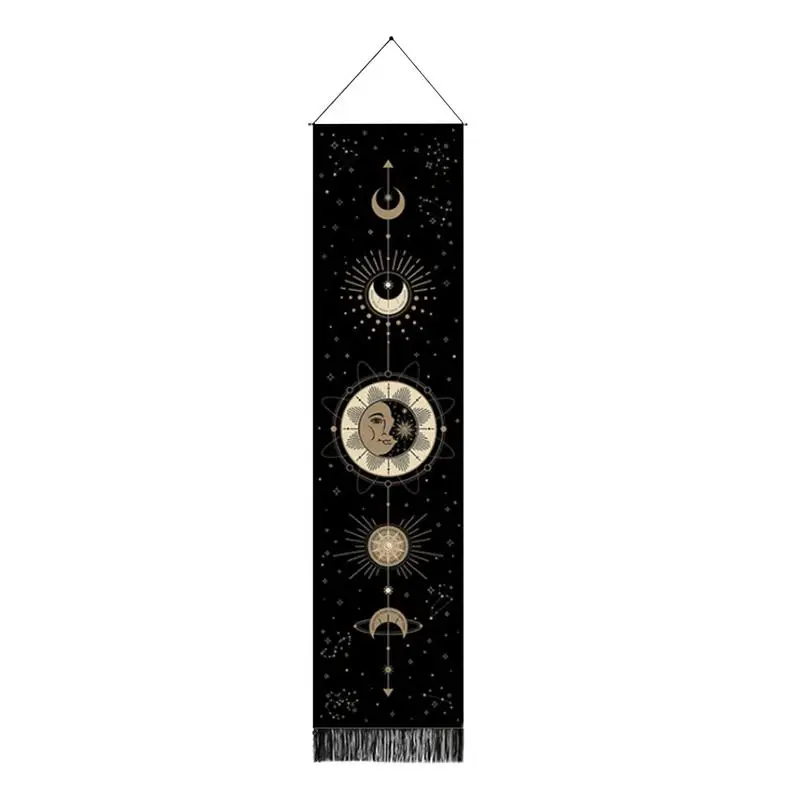 

Moon Phase Tapestry Wall Hanging Tapestry Boho Art Tapestries Bright Printing Pattern Hand-made Lace Hanging Wall Decoration