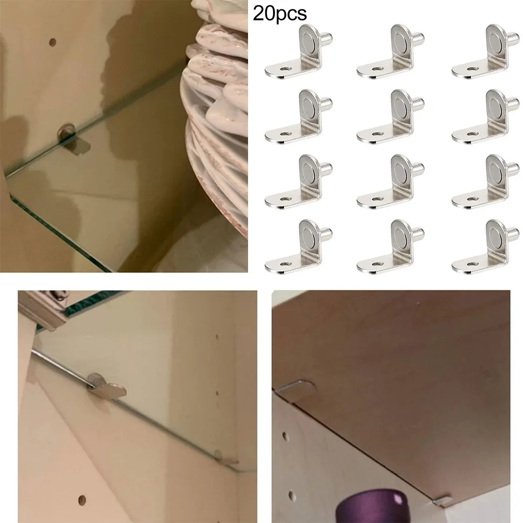 

20pcs Shelf Brackets Support Studs Pegs 5mm Metal Pin Shelves Separator For Cabinet Bookcase Household Hardware