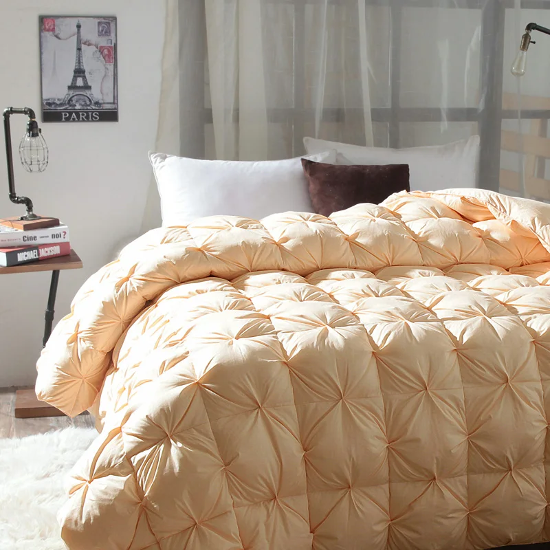 

Роскошное Одеяло из гусиного пуха ограниченной серии золотистого/белого цвета, стеганое трехмерное одеяло, Королевский двуспальный полноразмерный одеяло, зимнее толстое одеяло # s