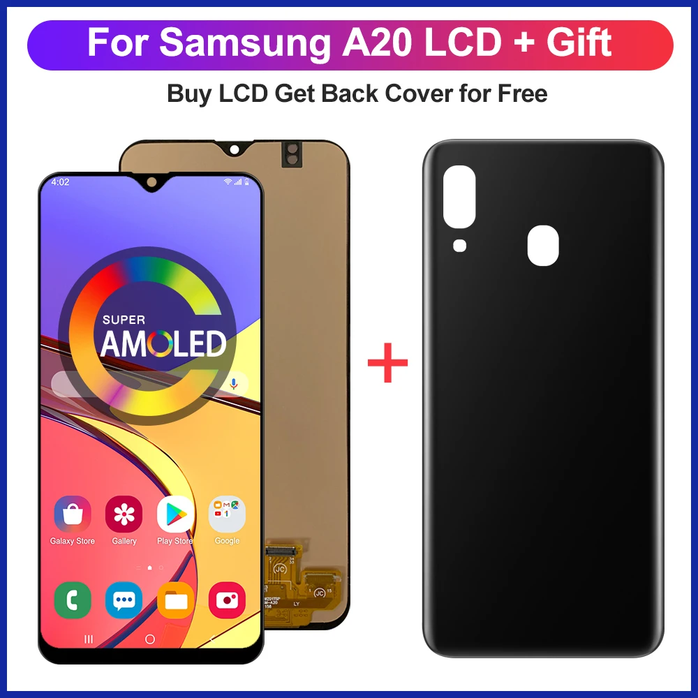 6,4 'Super AMOLED для Samsung Galaxy A20 A205 SM-A205F A205FN ЖК-дисплей сенсорный экран дигитайзер в сборе Замена