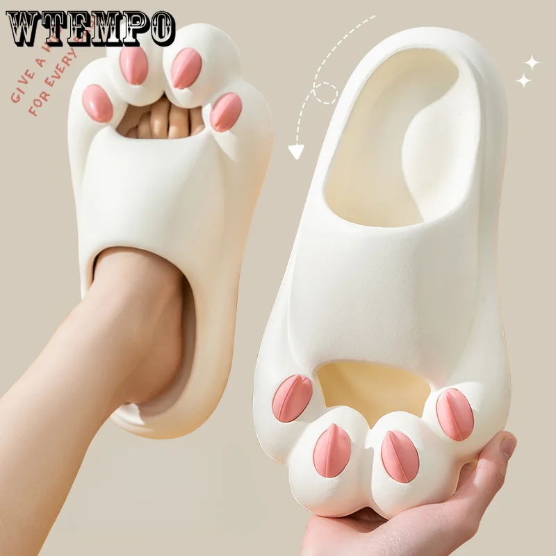 WTEMPO Summer Slipper Female Cute Cat Claw Thick Bottom Soft Indoor Home Sandals EVA Outdoor Beach Slide Shoes Wholesale