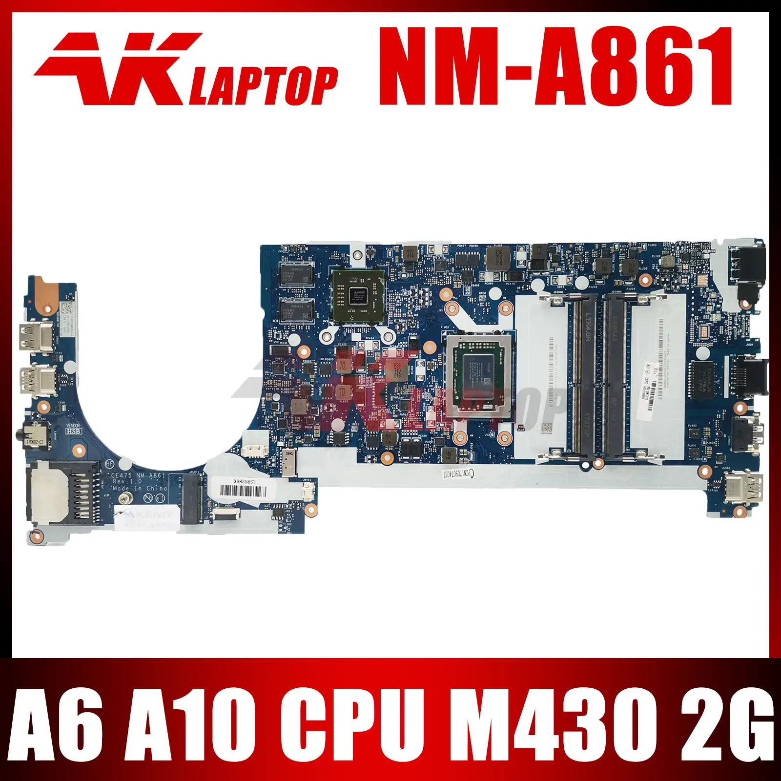 

CE475 NM-A861 для Lenovo ThinkPad E475, материнская плата для ноутбука A6-9500B R5 M430 2G 100%, протестированная работа
