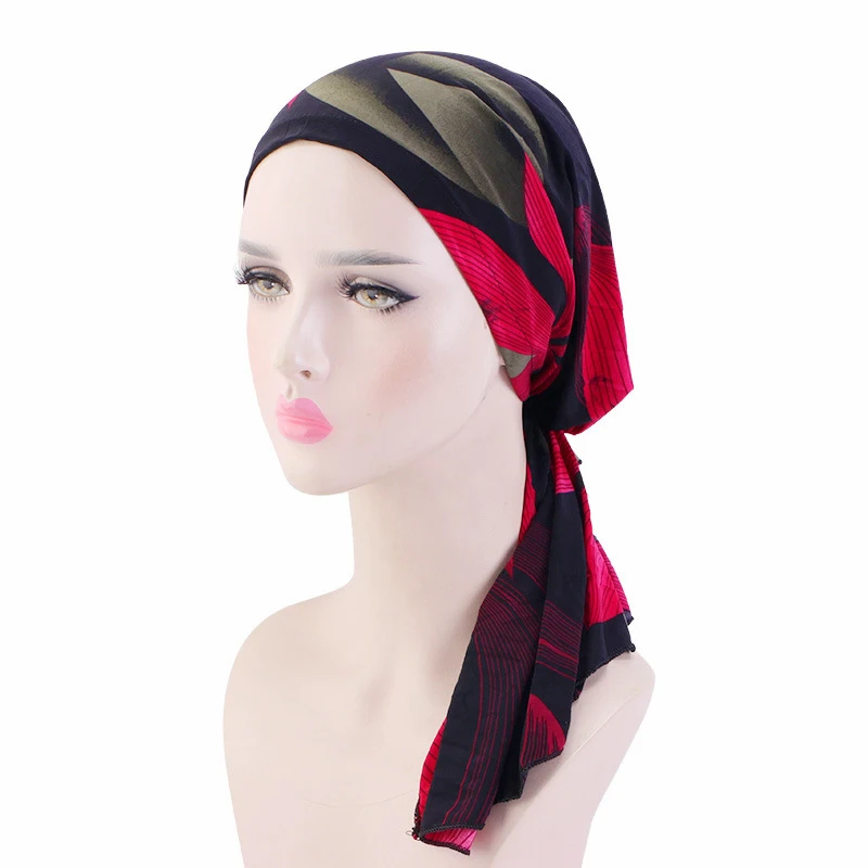 Хиджабы с принтом для мусульманских женщин шапки тюрбан головной платок