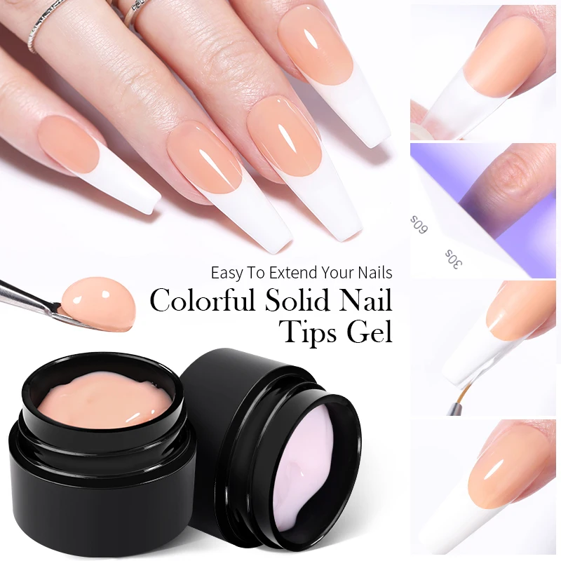 

BORN PRETTY Nude Color Solid Nail Tips Gel 5g Hard Gel for Nails Tips Extensions Milky Pink Clear French Nails Gel Nail Polish