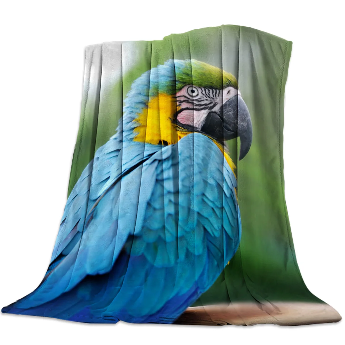 

Parrot Throw Blanket Portrait of Blue Macaw Bird Decorative Soft Warm Cozy Flannel Plush Throws Blanket for Bedding Sofa Couch