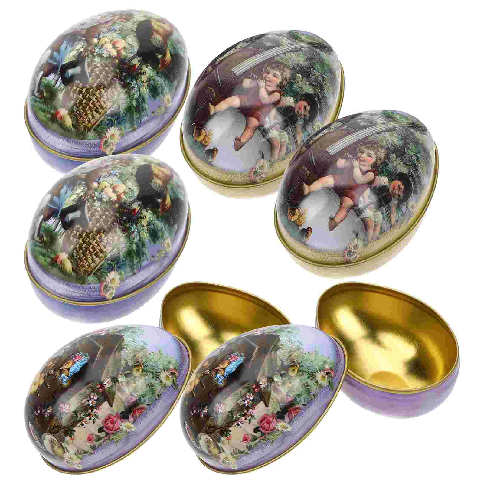 

6 Pcs Easter Tin Box Vintage Jewelry Box Cookie Box Biscuit Box Cookies Box Wrought Iron Party Candies Holder Candy Jar