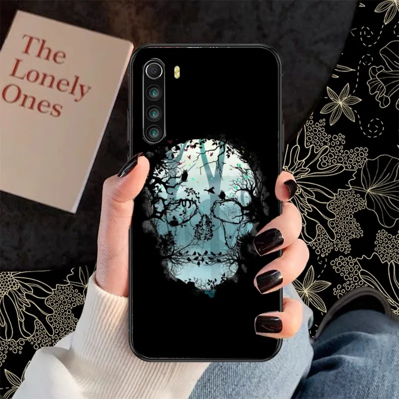 Skull Human Phone Case For Xiaomi Redmi Note 11 10 9T 8 7 Pro Redmi 10 9 9A 9C 8 7 6 Soft Black Phone Cover images - 6