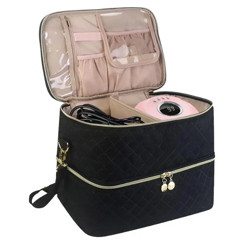 

Nail Polish Organizer Case Large 2-Tier Nail Polish Storage Bag Travel Storage Organizer For Manicure Accessories Holds 40