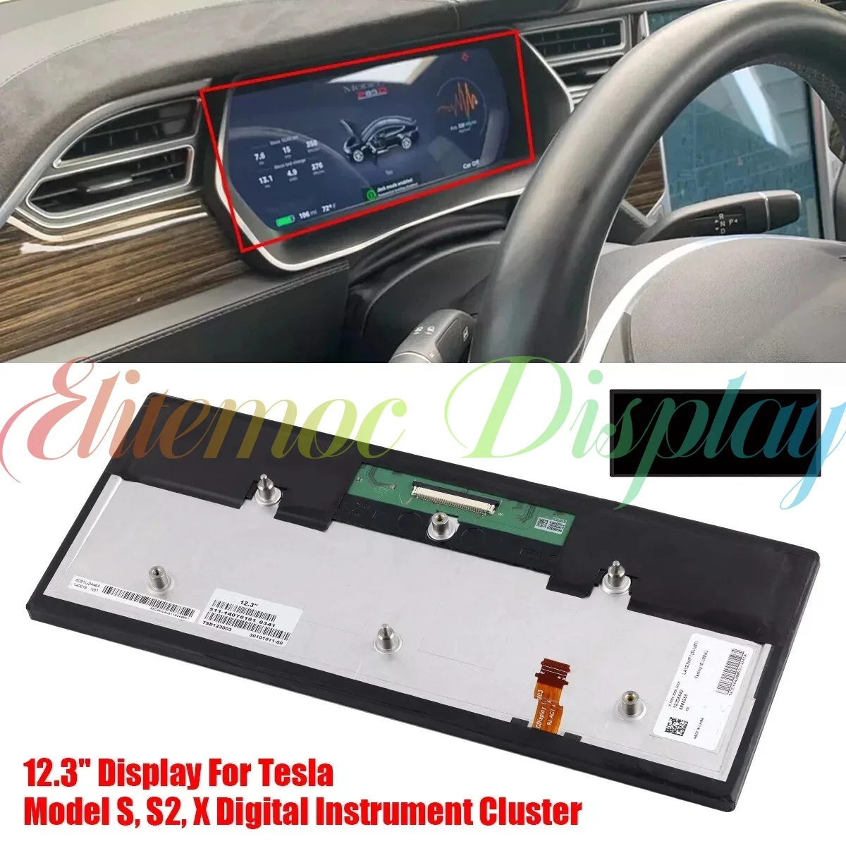 Фото 12,3-дюймовый ЖК-дисплей для Tesla Model S/S2/X GEN 2, цифровой экран приборной панели LA123WF1(SL)(01) №1