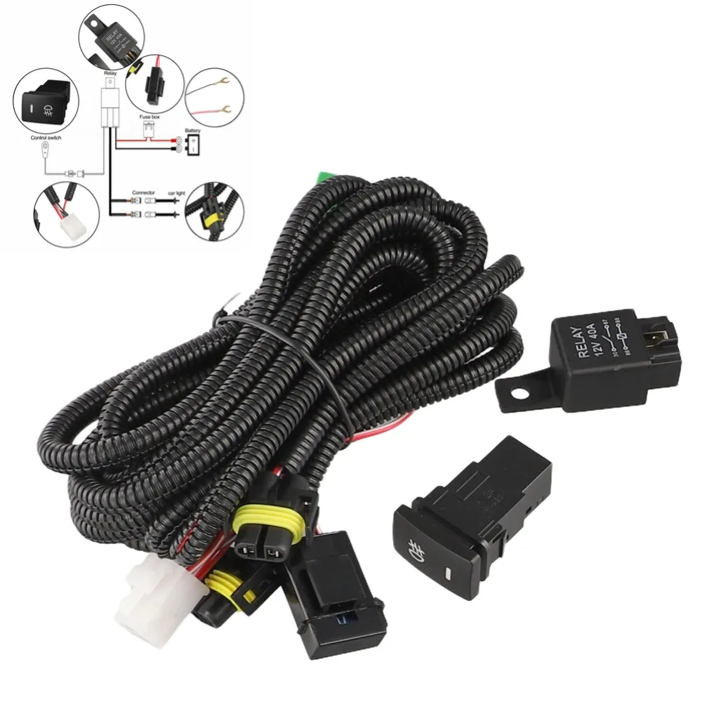 

H11 противотуманные фары, розетка жгута проводов с фотоиндикатором, переключатели, автомобильное реле для автомобилей Toyota светодиодный