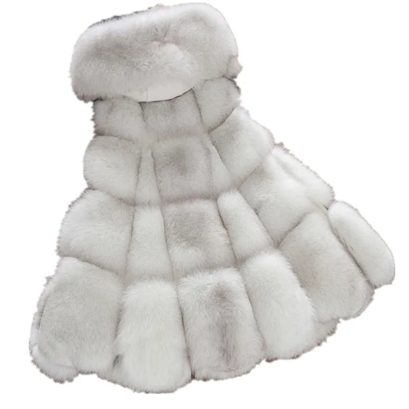 2022 Autumn and Winter New Fur Vest Natural Fox Fur Mid-Length maomaoWomen's Thickened plus Size Keep Warm Coat