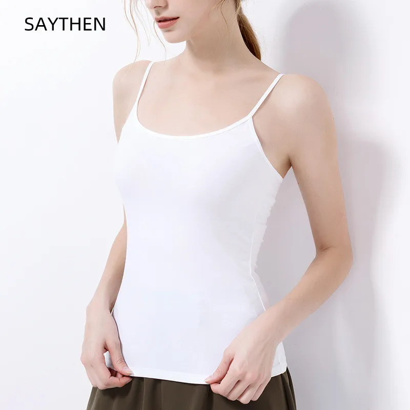 

SAYTHEN 2022 Spring And Summer Women New Solid Color Slim Fit Cotton Bottoming Ladies Vest Camisole Women's Clothing YS22428