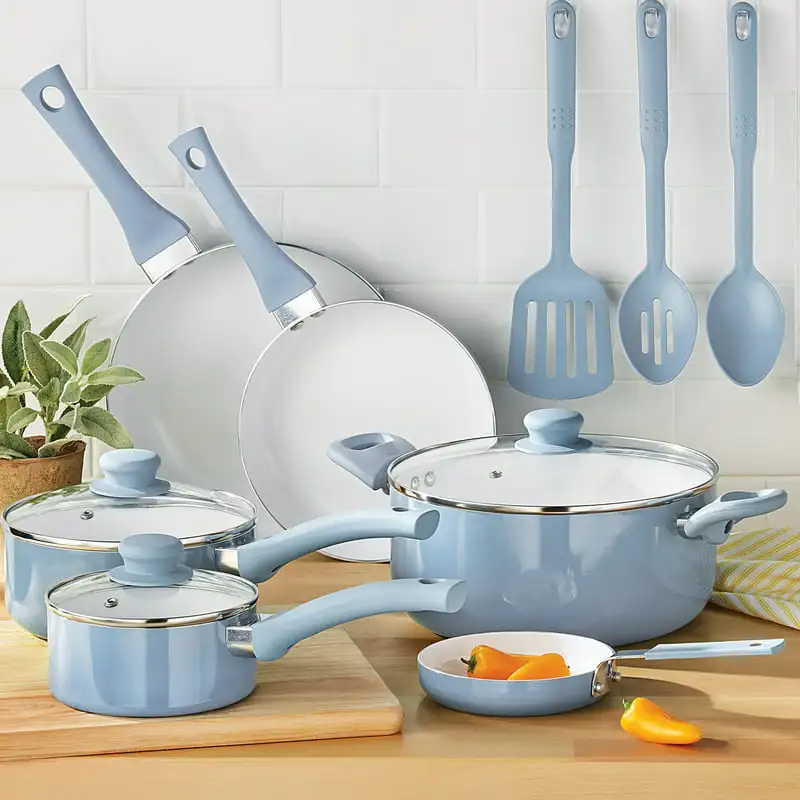 

Nonstick Aluminum 12 Pieces Cookware SET Blue linen