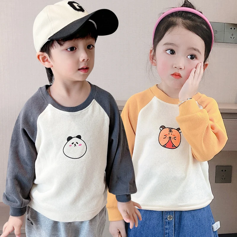 

2022 Spring Autumn New Kids Casual Outwear 1-10 Years Boys Girls Cotton Long Sleeved Tee Tops Shirt Clothes