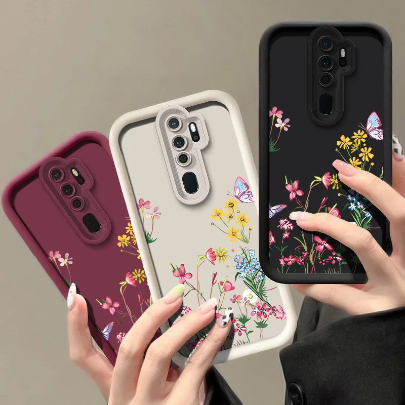 Чехол с цветами и бабочкой для OPPO A32 A31 A17 A16E A16K A16 A15 A11S A9X A7X A9 A5 A3 A3X A1 силиконовый