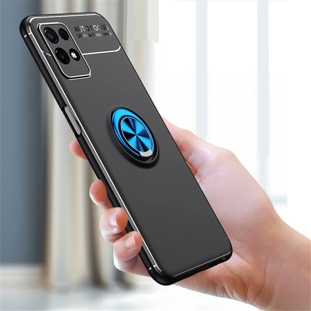 

Realme 8i Shockproof Phone Case for Realme 8i 8 Pro 8S 5G Soft Silicone Metal Ring Stand Phone back cover for Realme 7i Global