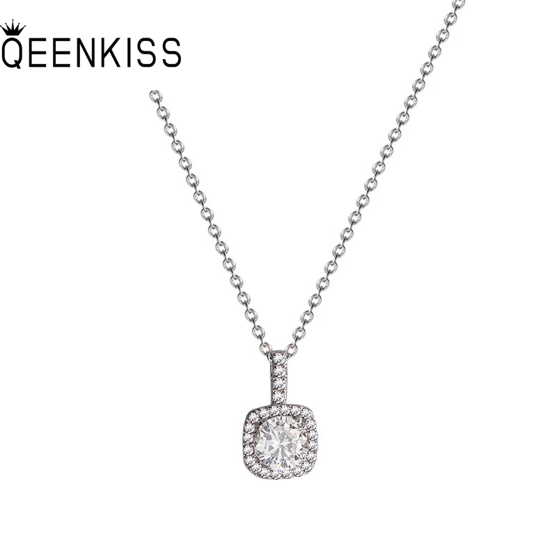 

QEENKISS NC8188 Fine Wholesale Fashion Woman Girl Mother Party Birthday Wedding Gift Zircon Titanium Stainless Steel Necklace