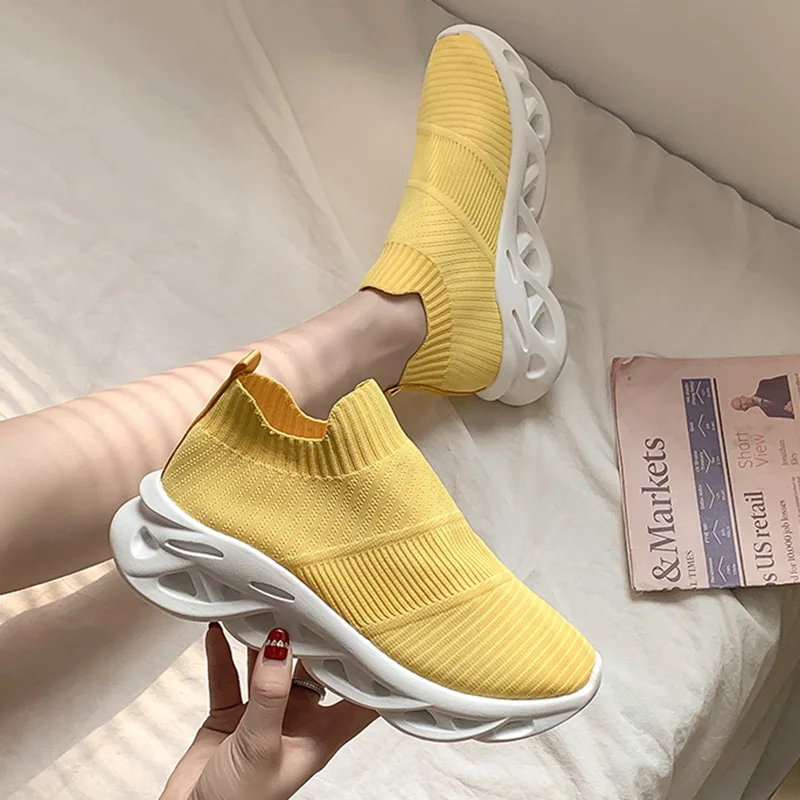 

Rimocy Breathable Msh Flats Sneakers Women 2021 Light Slip on Running Sports Shoes Woman Rubber Non Slip Casual Shoes Ladies