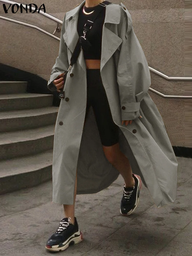 VONDA женский Тренч 2024 осенне-зимние повседневные пальто с длинными рукавами