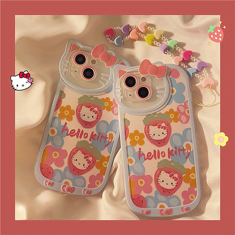 

Cartoon Hello Kitty Chain Pendant iPhone 13 12 Pro Max iPhone 11 Phone Case Xs XR