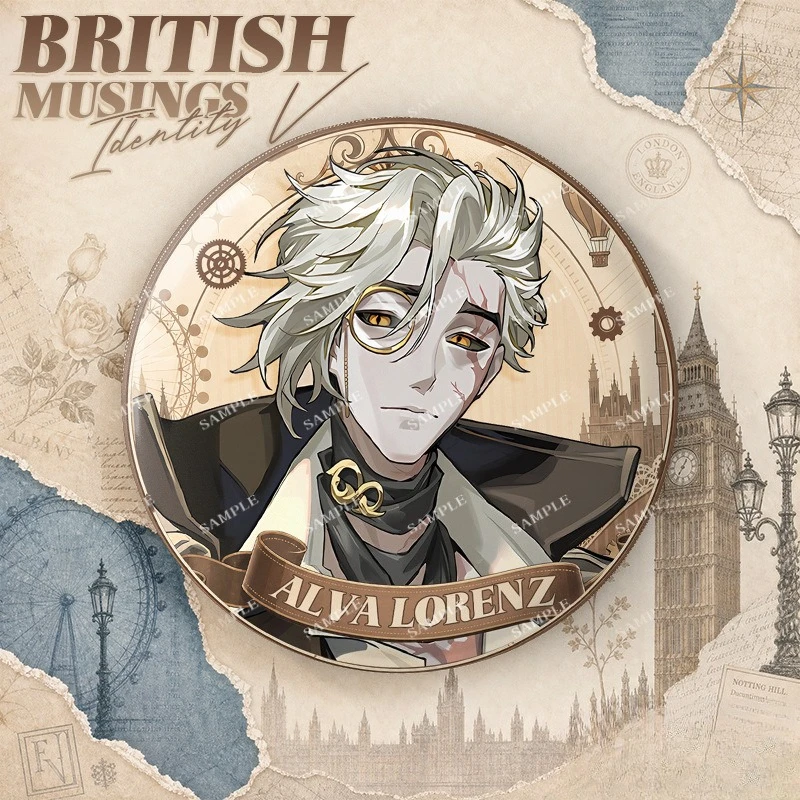 Фото Значок-брошь Game Identity V из серии British Musings Double Flash с Эммой Вудс, Орфеусом, Альва Лоренцем для фанатов, коллекционный подарок №3