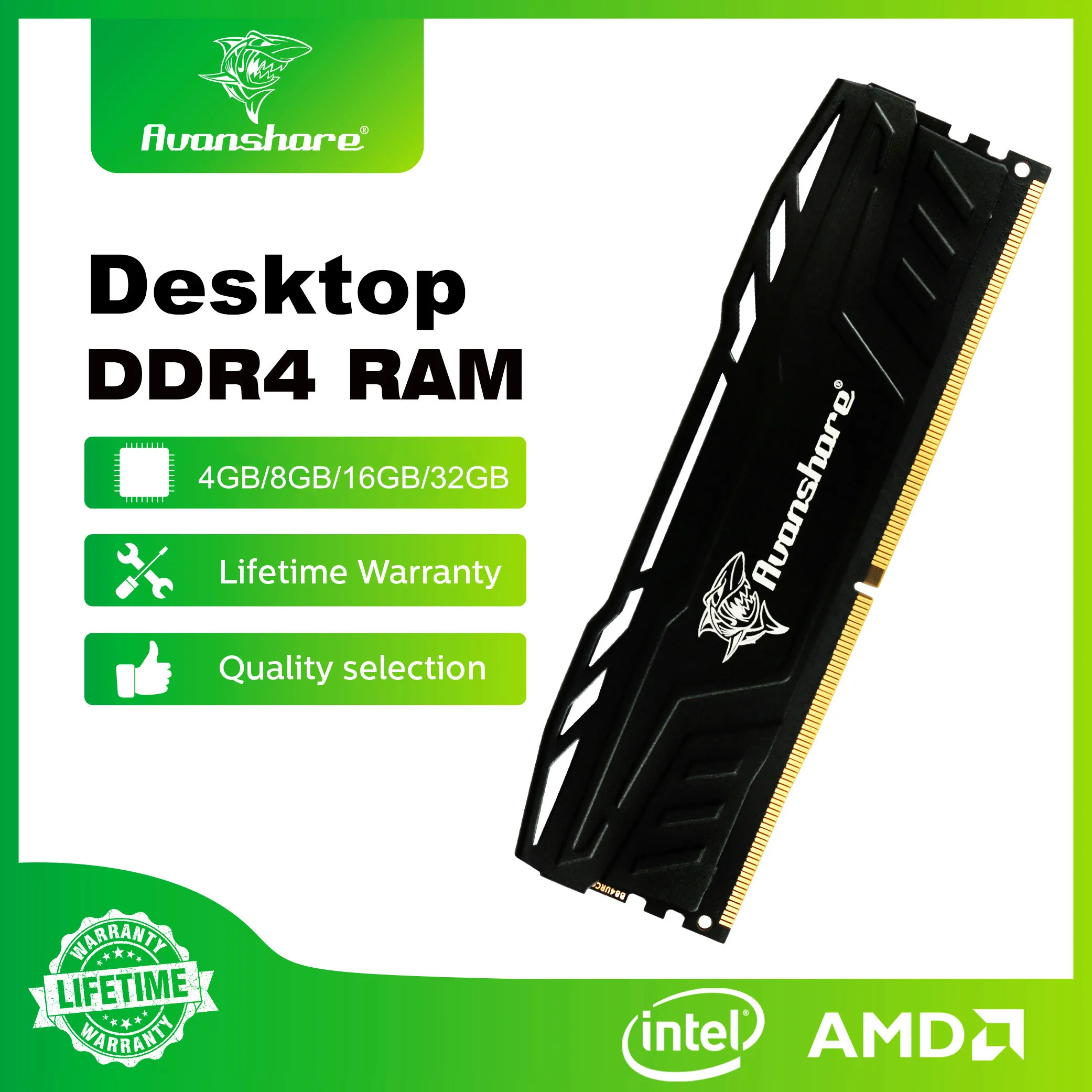 Оперативная память Avanshare DDR3 DDR4 DDR5 8 ГБ 16 32 1333 1600 2133 2400 2666 3200 5600 МГц Настольная Non-ECC