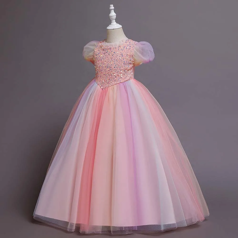 

Girl's Ceremonial Dress Kids Long Dress Luxury Sequin Evening Ball Gown Party Wedding Birthday Christmas Tutu Frock for Teenager