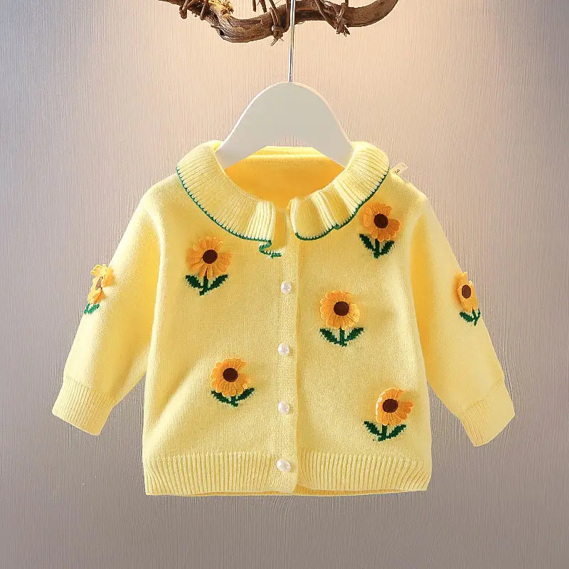 

Spring Autumn Girls Jacket Baby Knitted Cardigan Crew Neck Top Toddler Sweater Children's Jacket Kids Coat for Girls Baby 0-5Y