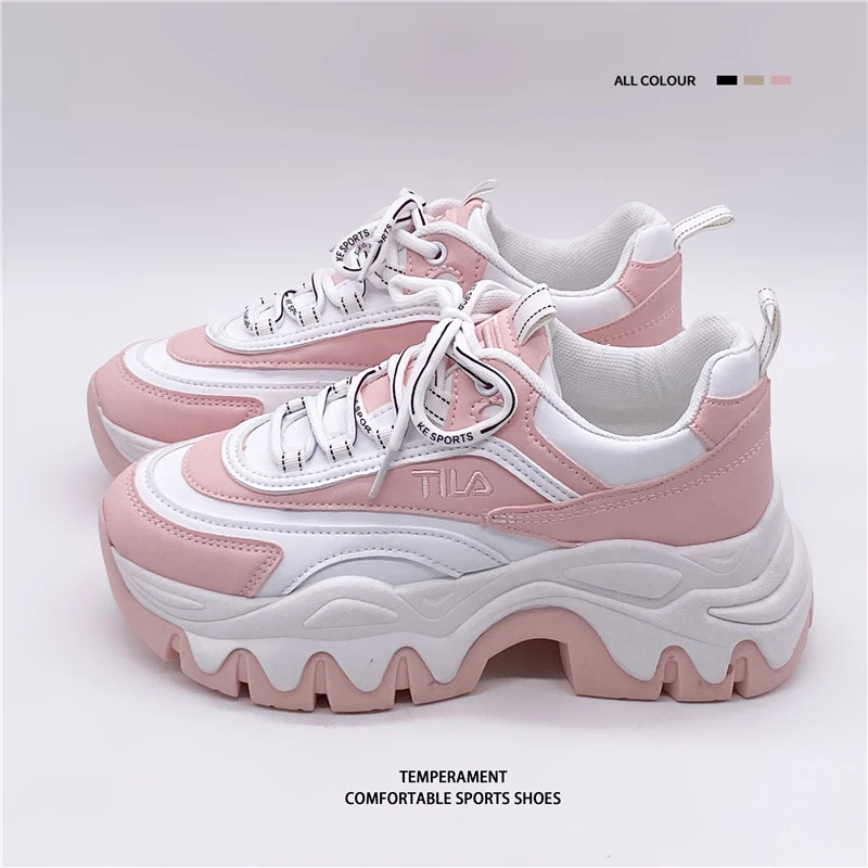 ZHUSHIYUAN Platform Shoes Patchwork Lace Up Thick Sole Women's Sweet Cool Dad Shoes Ins Fashion Spring Sneakers Zapatillas Mujer