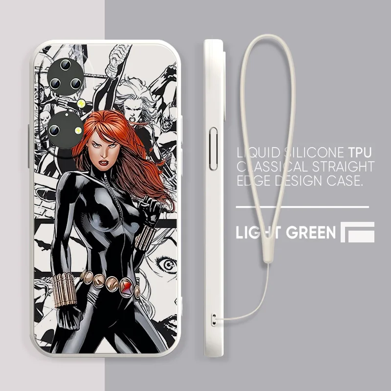

Marvel Black Widow For Honor 60 50 30 20 20 10 9 9X 9A 9C X8 8A Pro Plus Lite 4G 5G Soft Silicone Black Phone Case