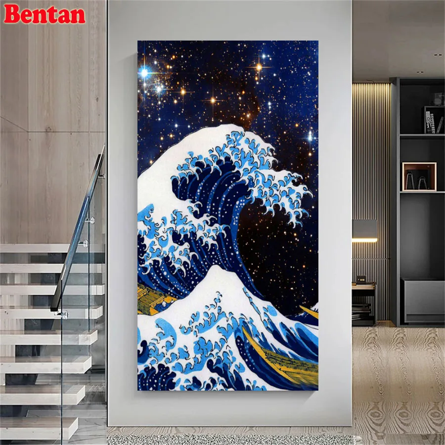 

Japanese style Diamond Painting Ocean Wave Scenery Mosaic Picture 5D DIY Diamond Embroidery Cross Stitch Kits Home Decor