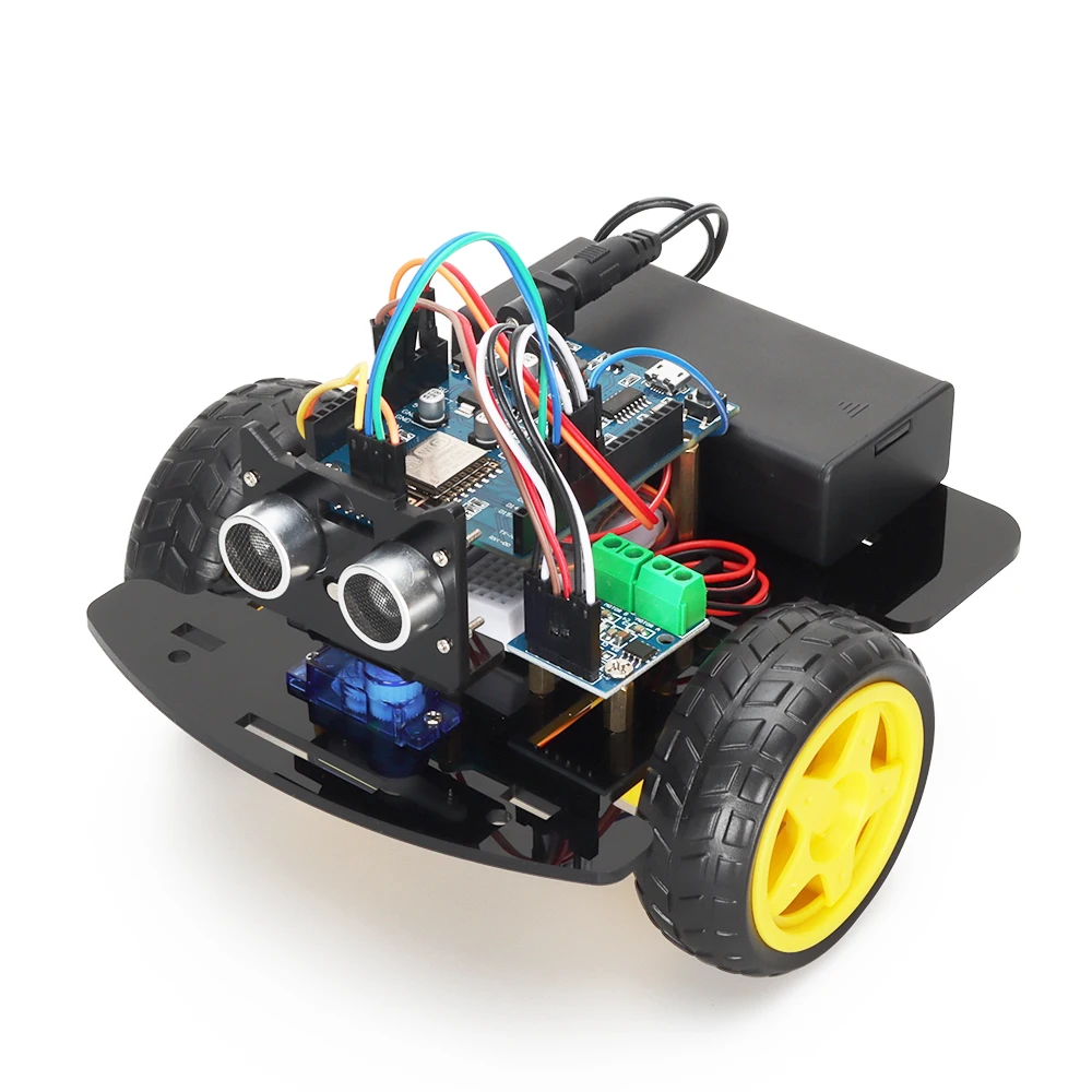 

Top 2WD умный робот автомобильный комплект для ESP8266 ESP-12E D1 Wifi плата для Arduino управление с помощью мобильного ультразвукового модуля учебный комплект