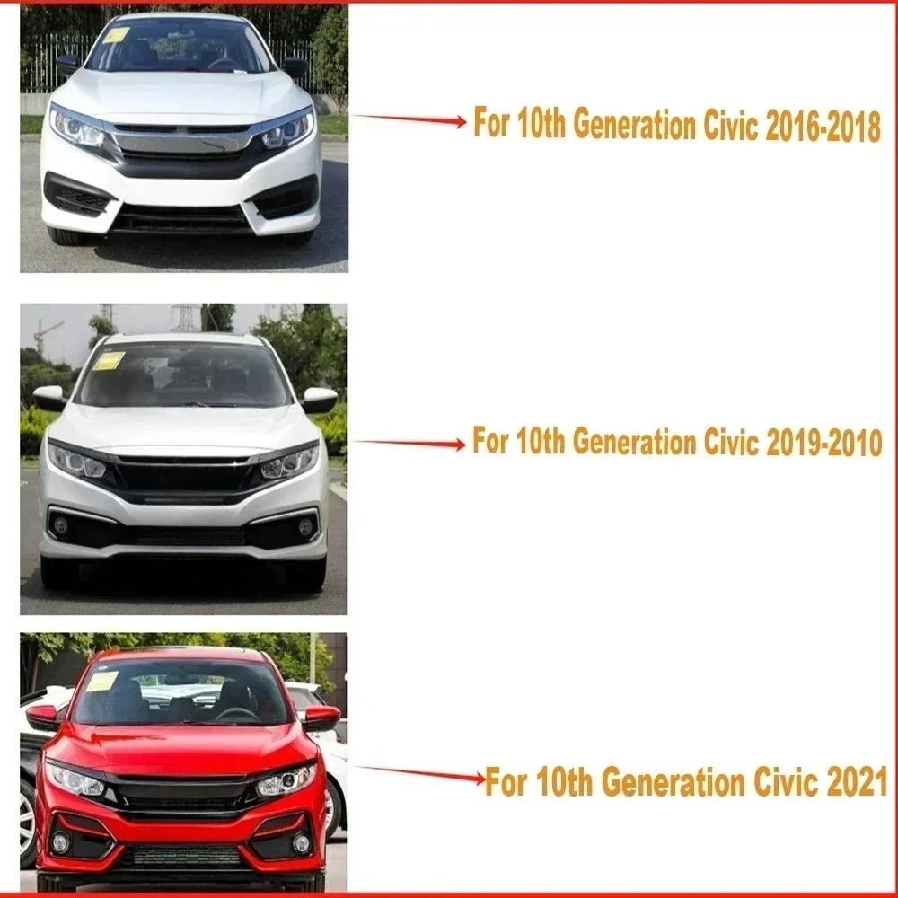 Фото Для Honda Civic 10-го поколения 2016 2017 2018 2019 2020 2021 автомобильный передний бампер гоночная решетка решетка верхний капот сетчатый обвес комплект внешний №2