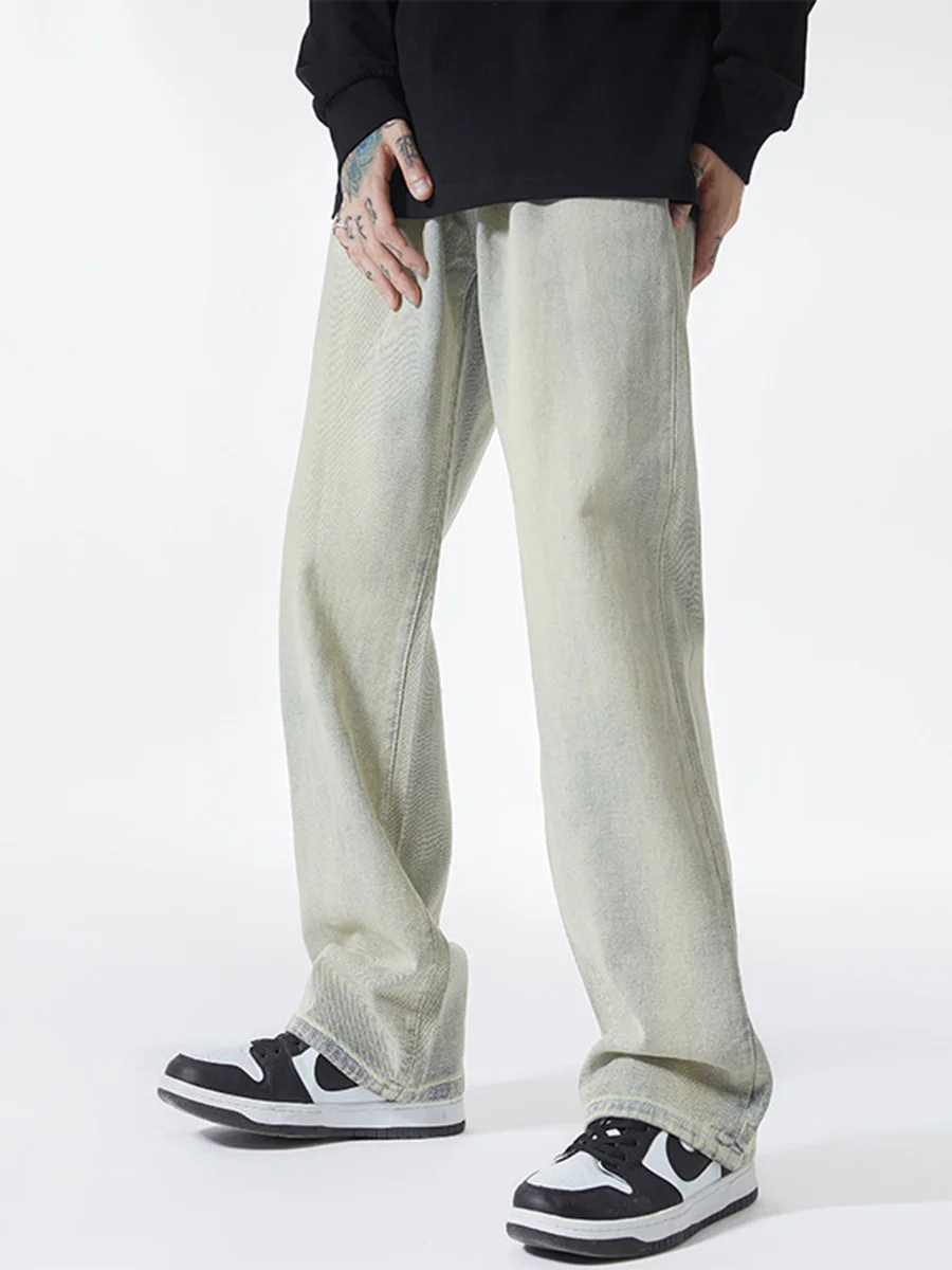 Four Seasons Men's Jeans Fashion Loose Straight New Casual Wide Leg Pants Denim Men's British Street Korean Hip Hop Pants Jeans