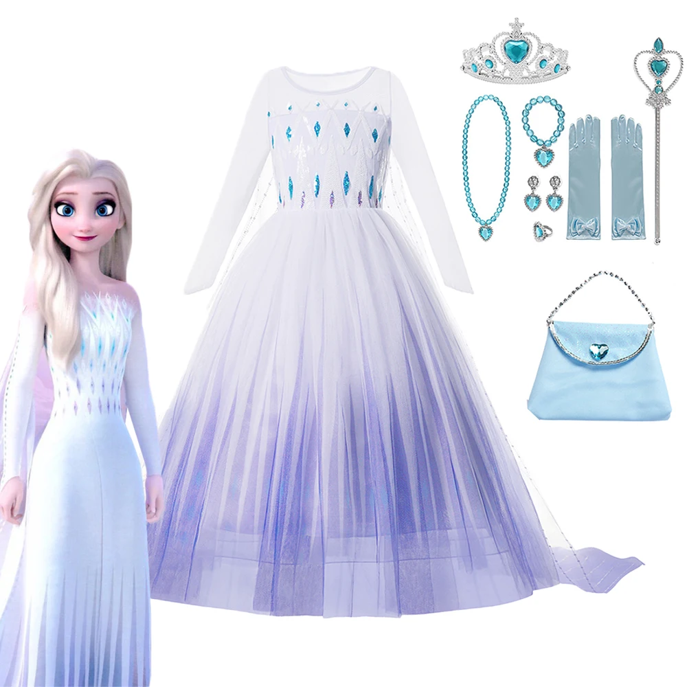 

Disney Frozen Costume Cosplay Dress For Kids Girl Halloween Dress Elsa Anna Sequins Vestido Luxury Birthday Party Princess Dress
