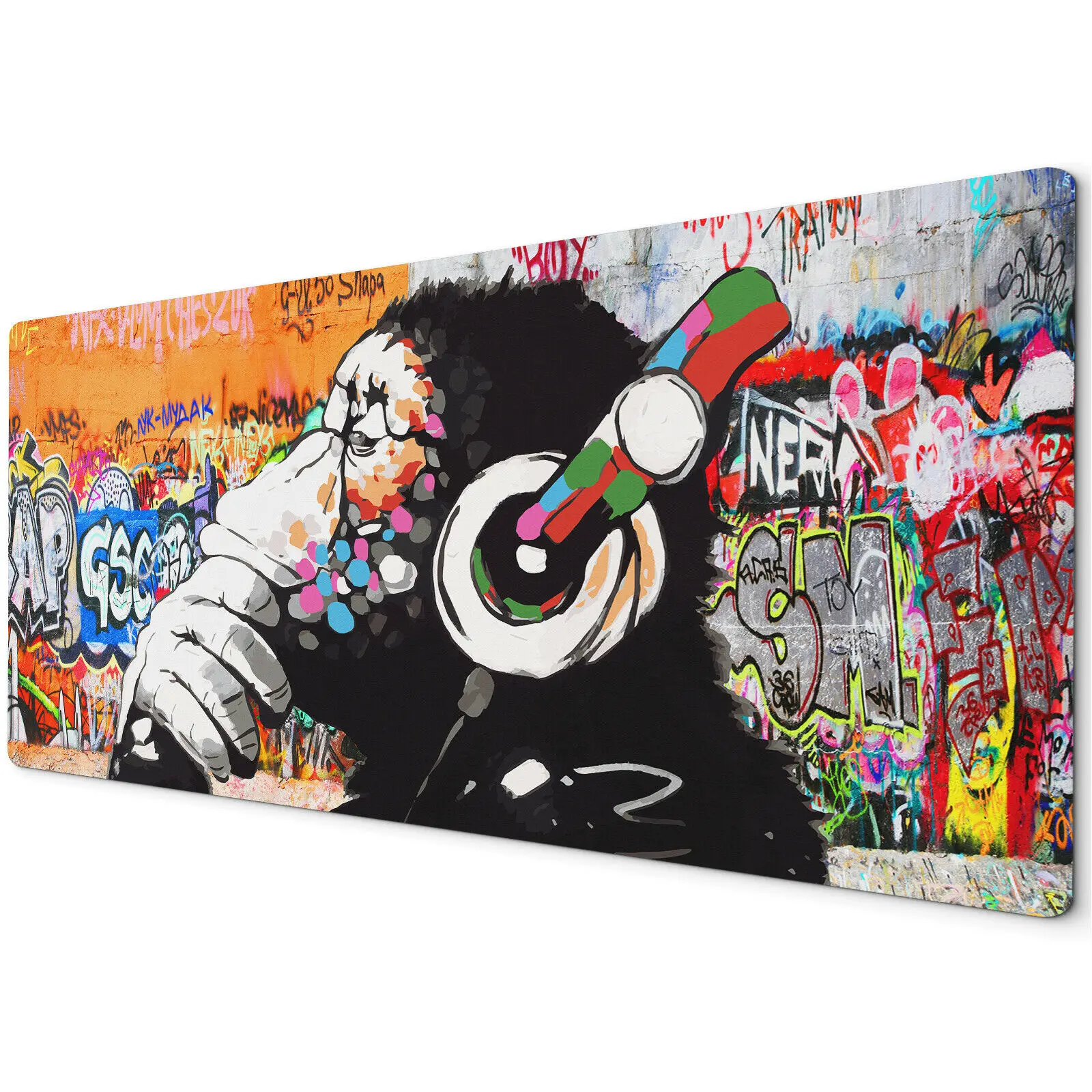 

90x40cm Extra Large XXL Mouse Mat Pad Full Desk PC Banksy DJ Monkey