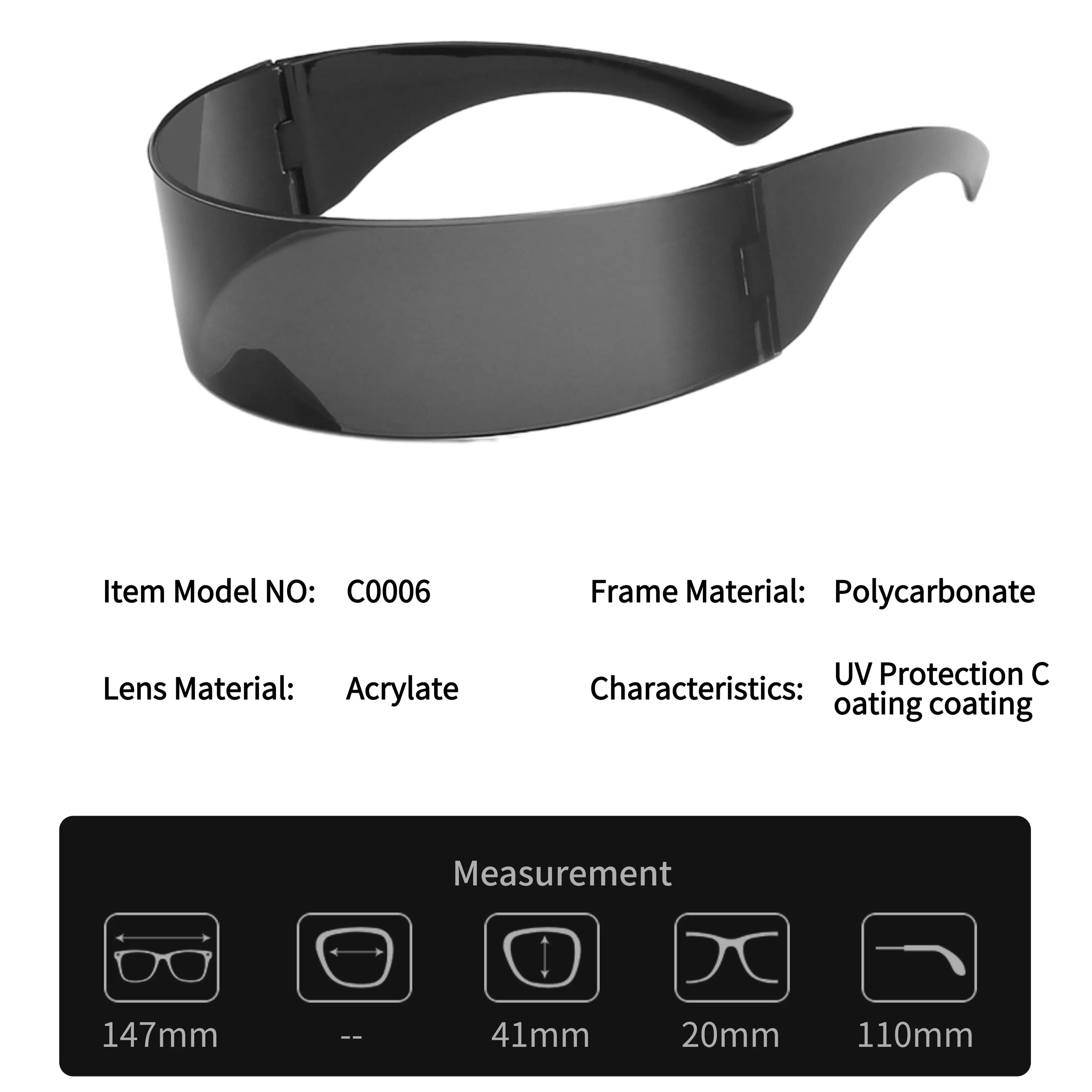 LUXANDER y2k 80s, футуристические солнцезащитные очки Cyclops с кибер-козырьком для мужчин и женщин, в стиле панк, очки в стиле, косплей, Шикарные очки