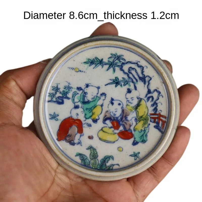 

Династия Мин, Chenghua, сине-белая крышка ведра, искусственная Подушка, искусственные фарфоровые украшения под старину