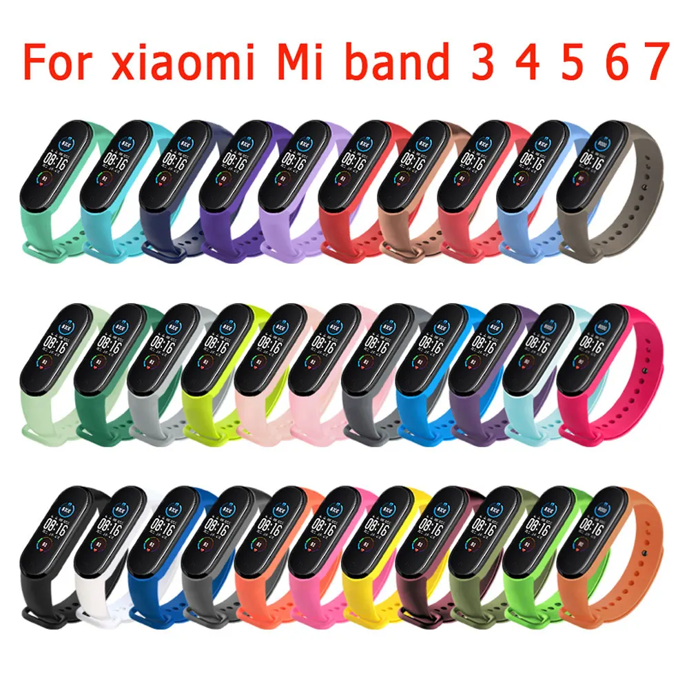 Watch Strap for Xiaomi Mi Band 7 6 5 4 3 Wristband Silicone Bracelet Wrist Straps MiBand 3 4 band5 band6 Smartwatch Accessories