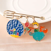 fashion classic little prince fairy tale brooch pin jewelry creative alloy tighten waist pin painted cartoon cute brooch gift