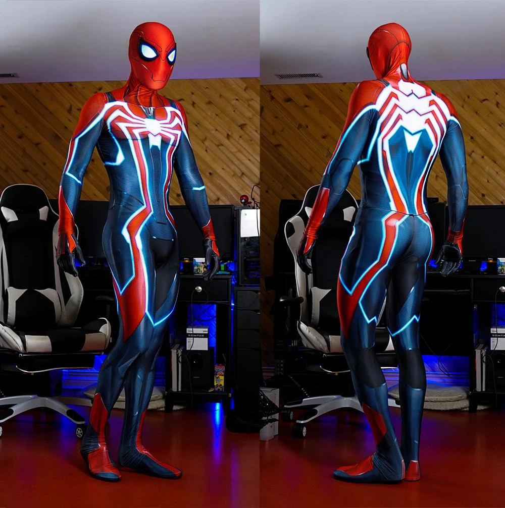 

Anime Game PS4 Spider Bodysuit Adult Man Boys Zentai Child Kids Tights Suit Super Hero Tracksuit Halloween Cosplay Jumpsuit