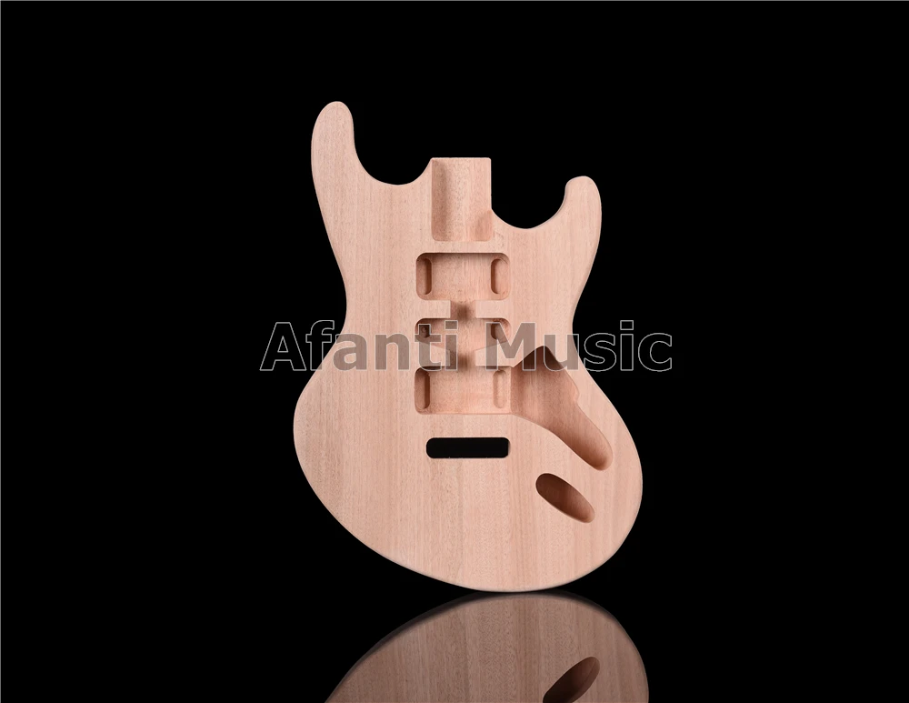 Комплекты для необработанной электрогитары Afanti сделай сам, полуготовый корпус гитары из красного дерева, набор для гитары, все металлические элементы (ATM-057-02)